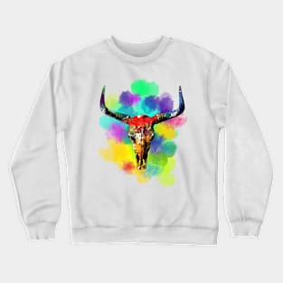 Watercolor Bull Skull Crewneck Sweatshirt